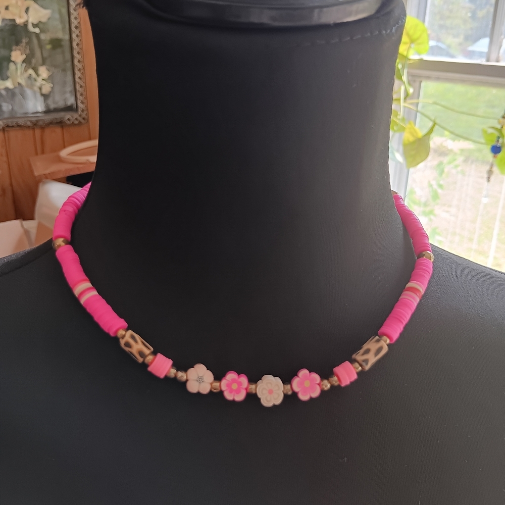 polymer clay bead necklace